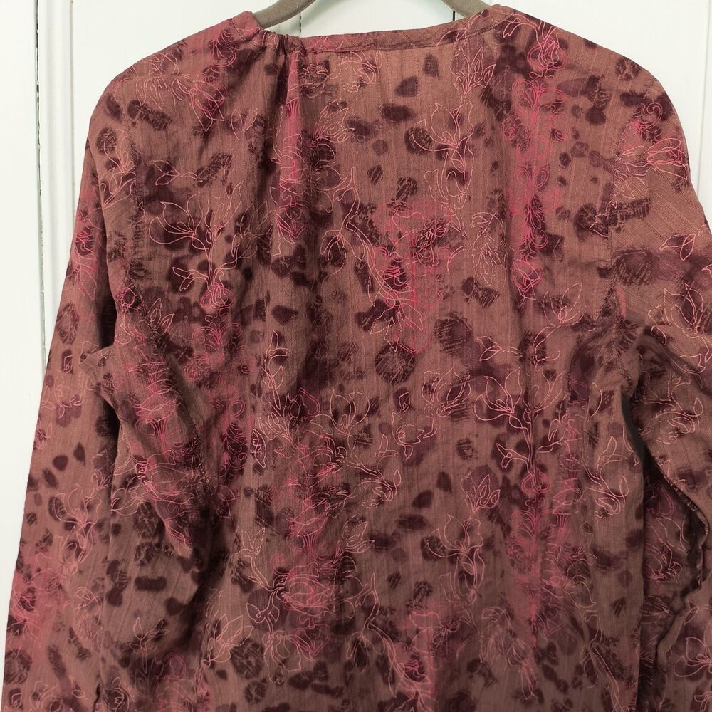 Mountain Hardwear Womens Top 12 Purple Pink Floral Cotton Button-up Office - Picture 11 of 13
